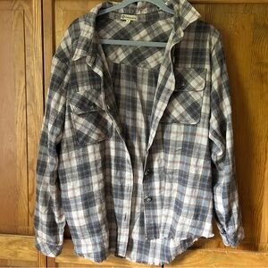 Democracy Blue and Brown Casual Button Down Shirt